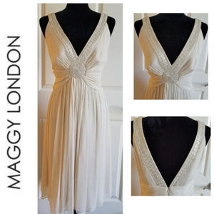 MAGGY LONDON Silk Dress with Beading - Size 14